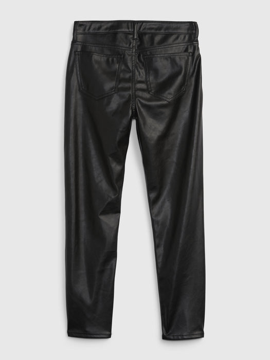 Kids High Rise Faux-Leather Vintage Slim Pants