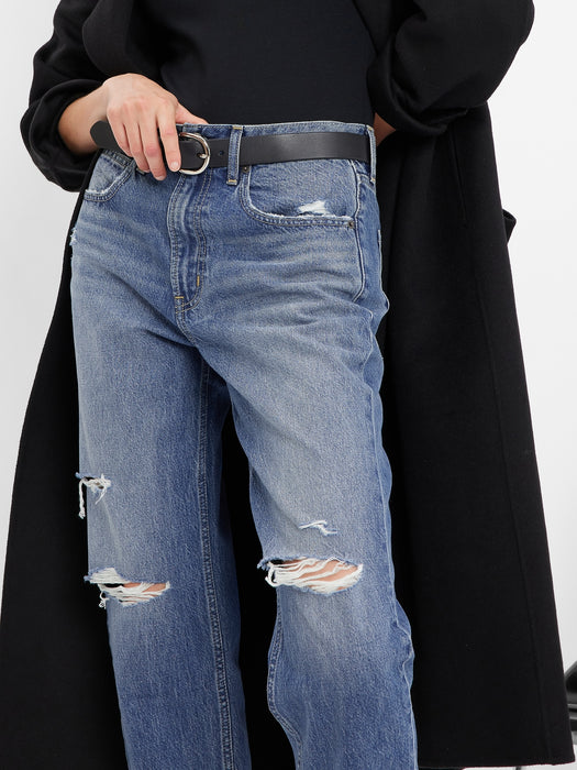 High Rise Barrel Jeans with Washwell