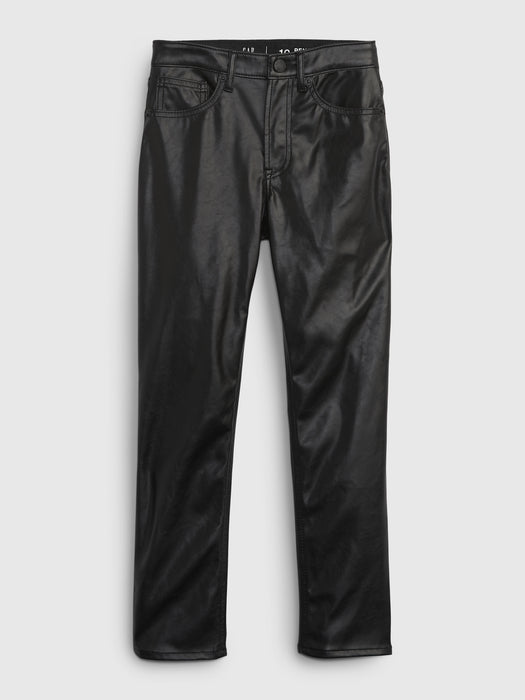Kids High Rise Faux-Leather Vintage Slim Pants
