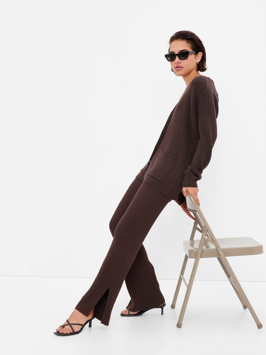 Mid Rise Split Flare Sweater Pants