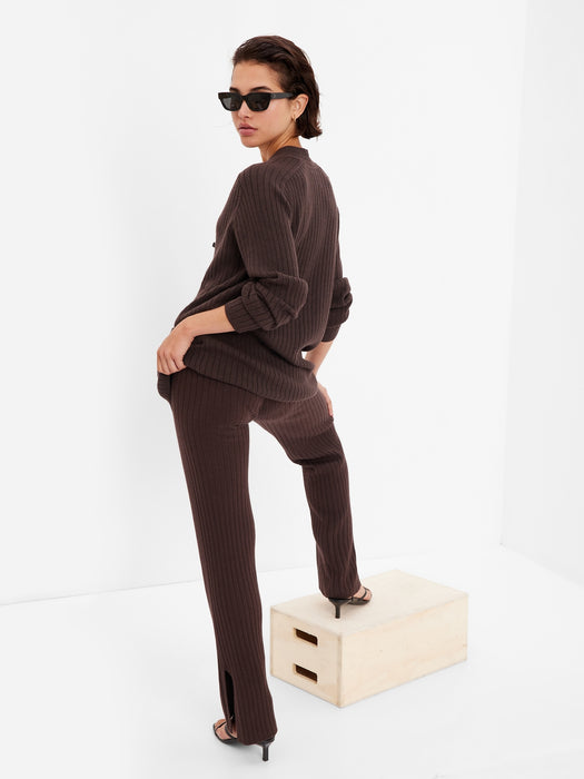Mid Rise Split Flare Sweater Pants