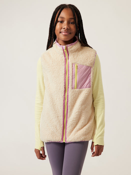 Athleta Girl So Toasty Reversible Sherpa Vest