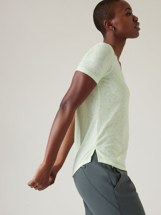 Breezy Striped Scoop V Tee