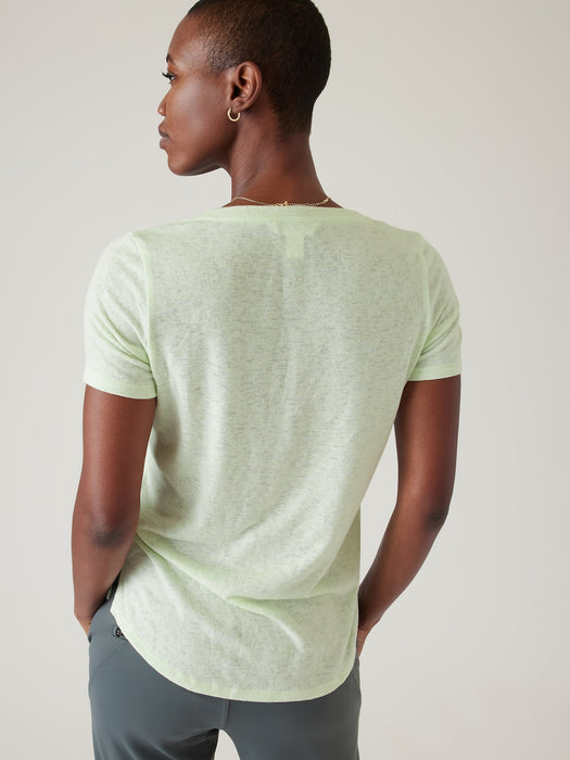 Breezy Striped Scoop V Tee