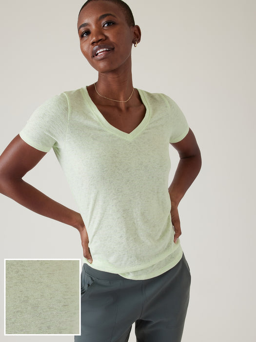 Breezy Striped Scoop V Tee