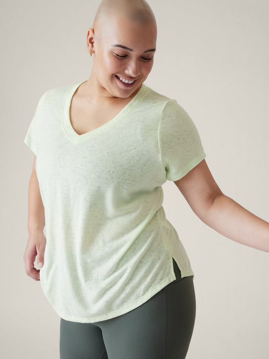 Breezy Striped Scoop V Tee