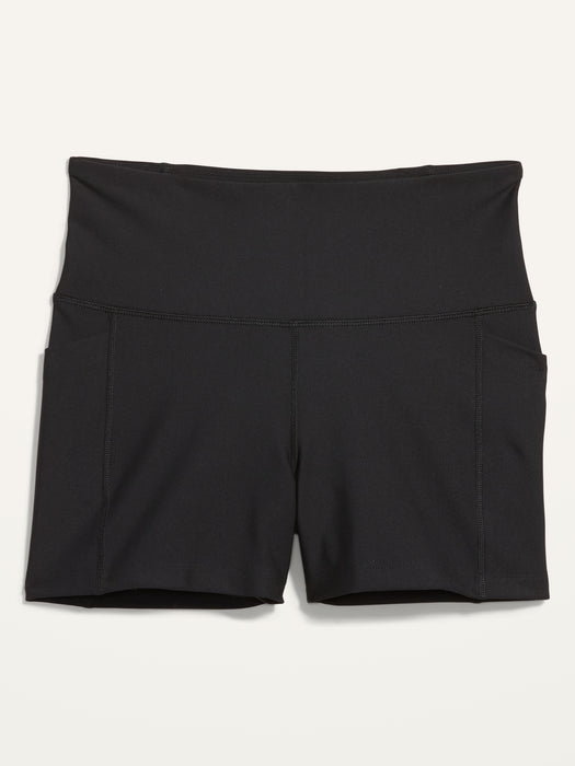 High-Waisted PowerSoft Hidden-Pocket Compression Biker Shorts -- 3.75-inch inseam