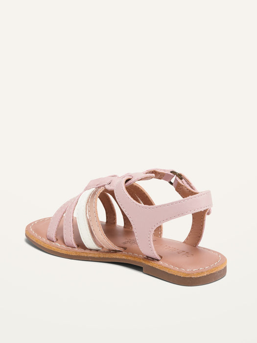 Faux-Leather Braided Sandals for Toddler Girls
