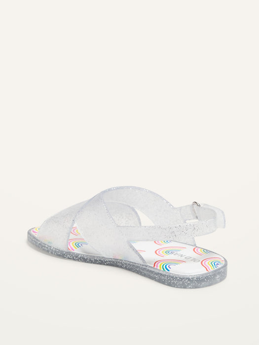 Cross-Strap Jelly Sandals for Toddler Girls