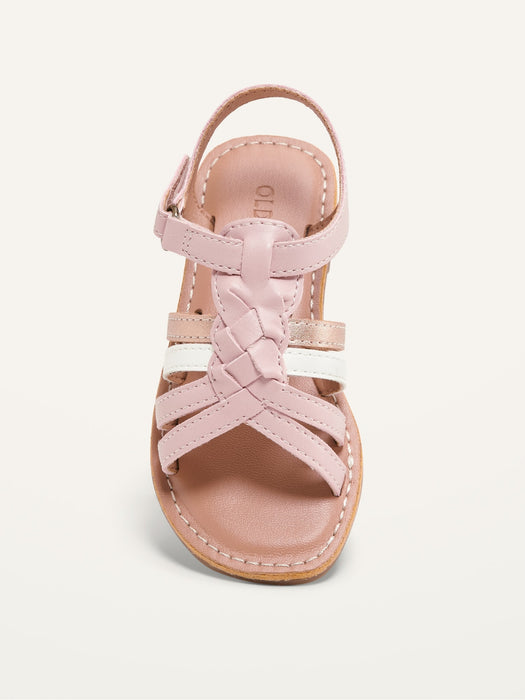 Faux-Leather Braided Sandals for Toddler Girls