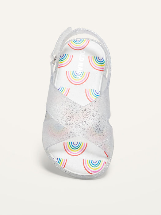 Cross-Strap Jelly Sandals for Toddler Girls