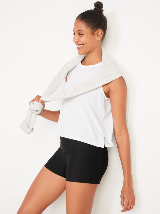 High-Waisted PowerSoft Hidden-Pocket Compression Biker Shorts -- 3.75-inch inseam