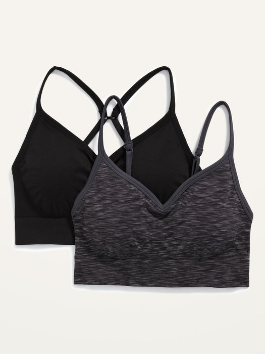 Light Support Seamless Convertible Sports Bra 2-Pack for Women XS-XXL