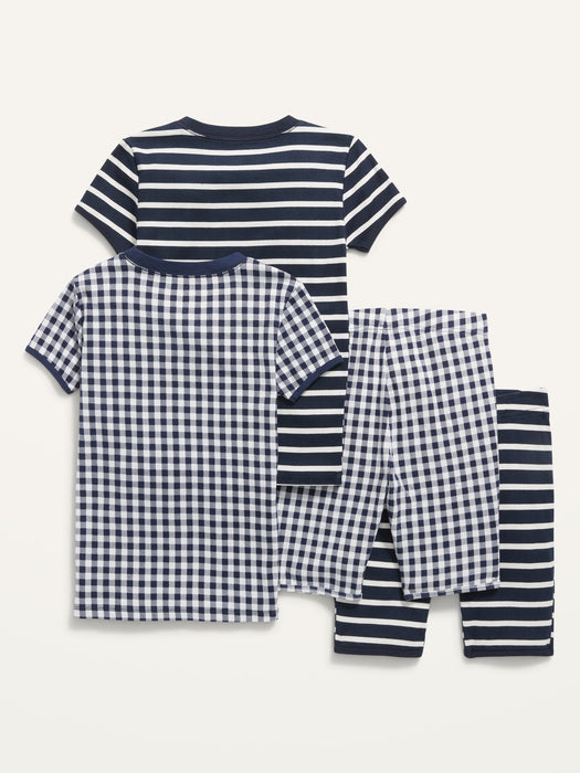 Gender-Neutral Printed Snug-Fit 4-Piece Pajama Set for Kids