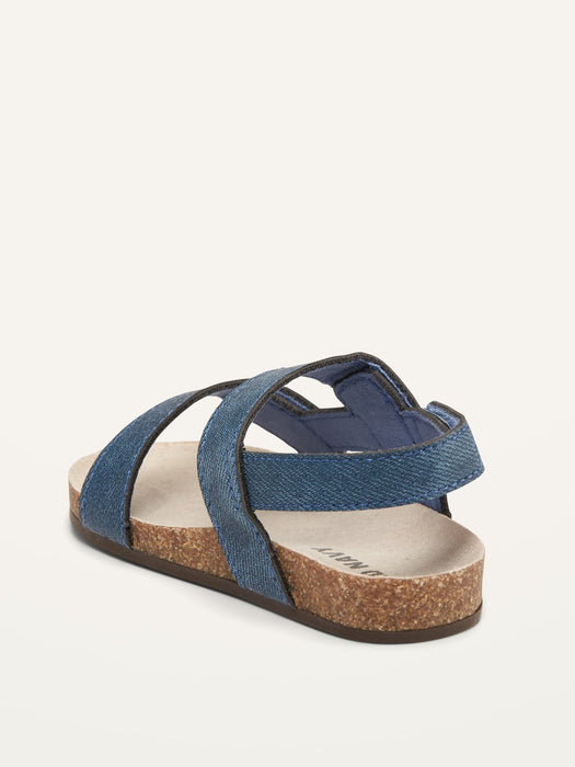 Unisex Chambray Double-Strap Sandals for Baby