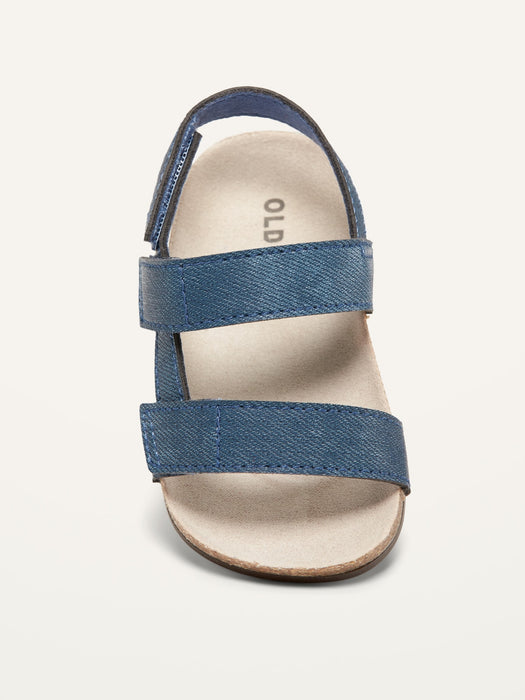 Unisex Chambray Double-Strap Sandals for Baby