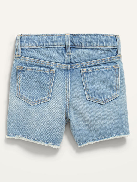 Embroidered Graphic Jean Cut-Off Shorts for Toddler Girls