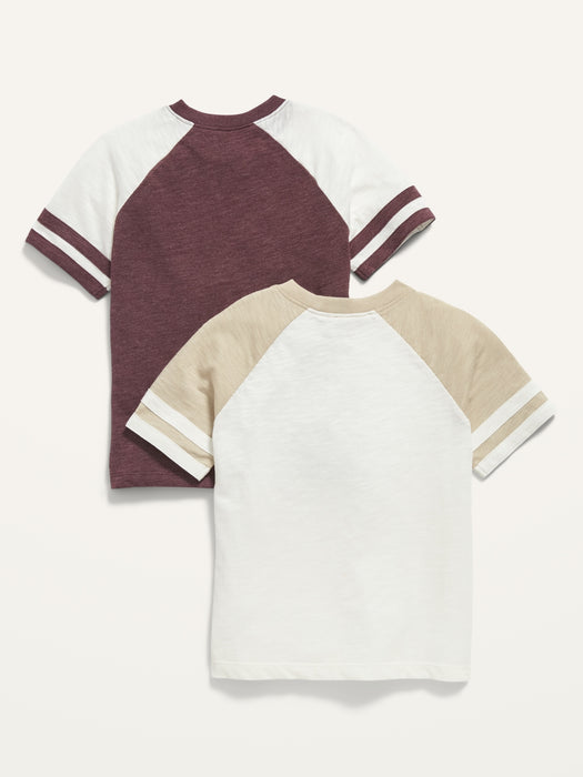 2-Pack Raglan-Sleeve Color-Blocked T-Shirt for Toddler Boys