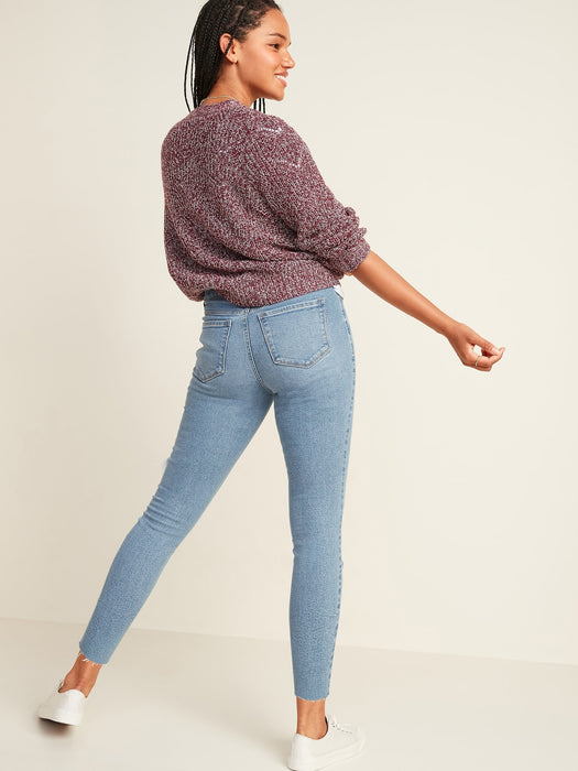 High-Waisted Rockstar Super Skinny Ripped Ankle Jeans for Women