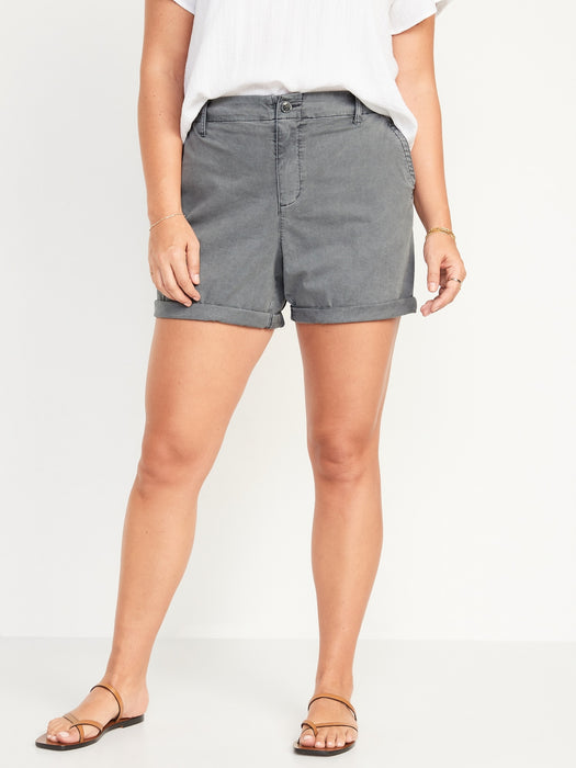High-Waisted OGC Pull-On Chino Shorts for Women -- 5-inch inseam