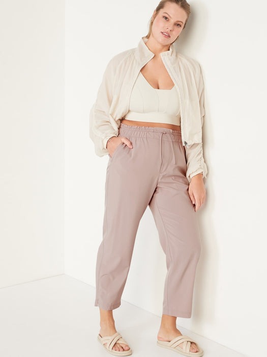 High-Waisted StretchTech Cropped Tapered Pants for Women