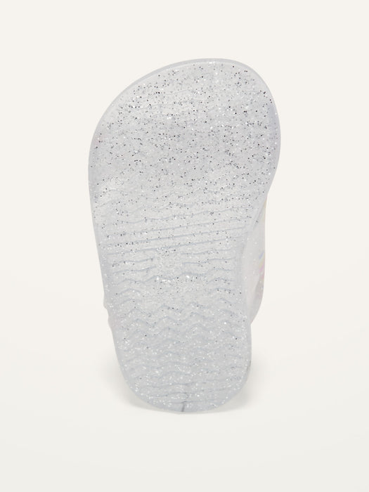 Unisex Rainbow-Glitter Print Jelly Sandals for Baby