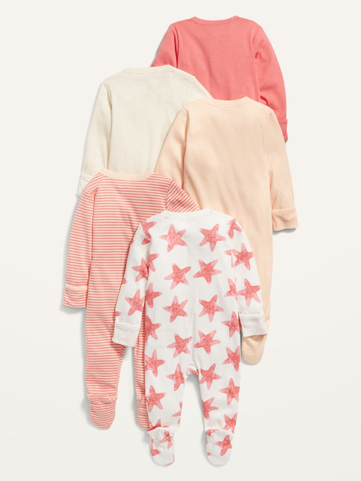 Unisex Sleep & Play 2-Way Zip Footed One-Piece 5-Pack for Baby