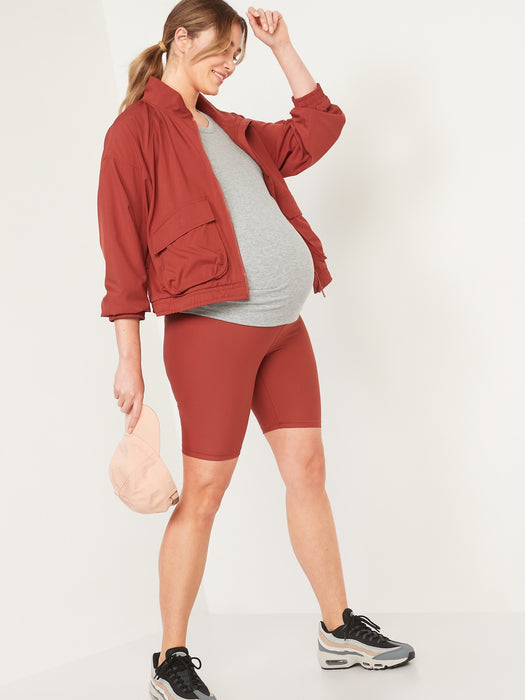 Maternity Full Panel PowerSoft Biker Shorts -- 8-inch inseam