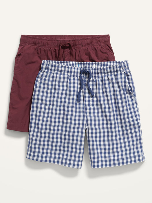 Cotton Poplin Pajama Shorts 2-Pack for Men --7-inch inseam