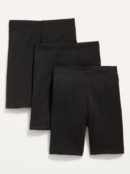 Long Jersey Biker Shorts 3-Pack for Girls