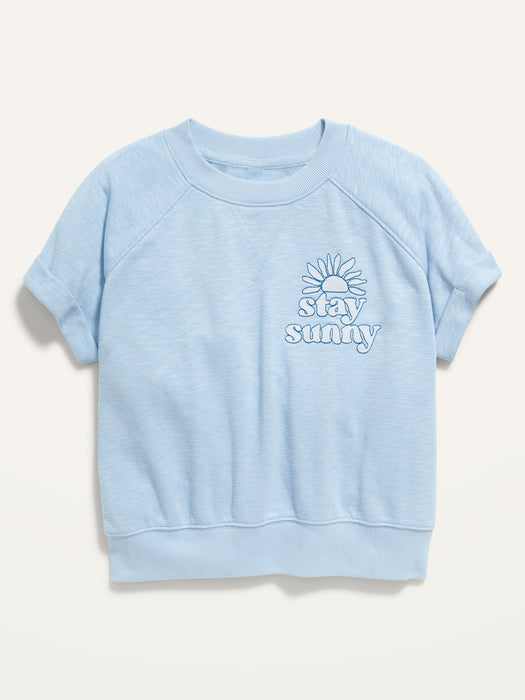 Short-Sleeve Graphic Crew-Neck Sweatshirt for Girls