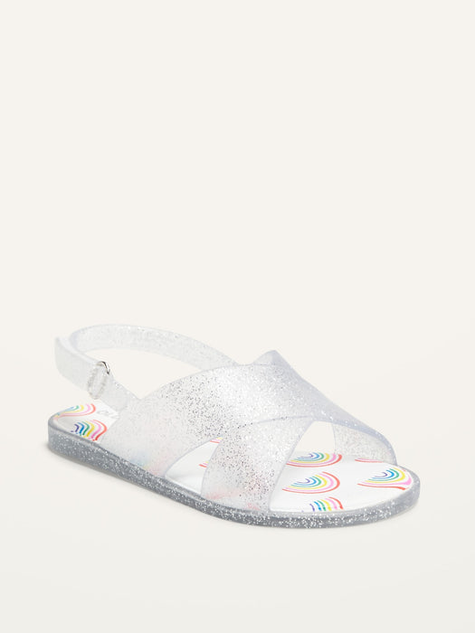 Cross-Strap Jelly Sandals for Toddler Girls