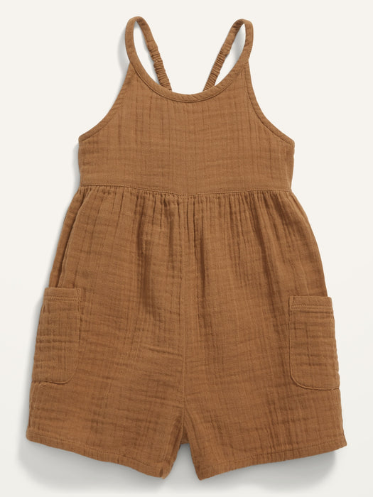 Sleeveless Pocket Romper for Toddler Girls