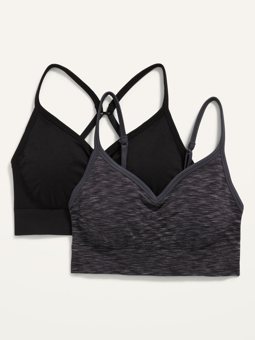 Light Support Seamless Convertible Sports Bra 2-Pack for Women XS-XXL