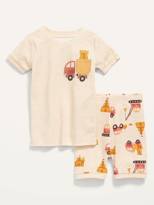 Unisex Graphic Pajama Shorts Set for Toddler & Baby