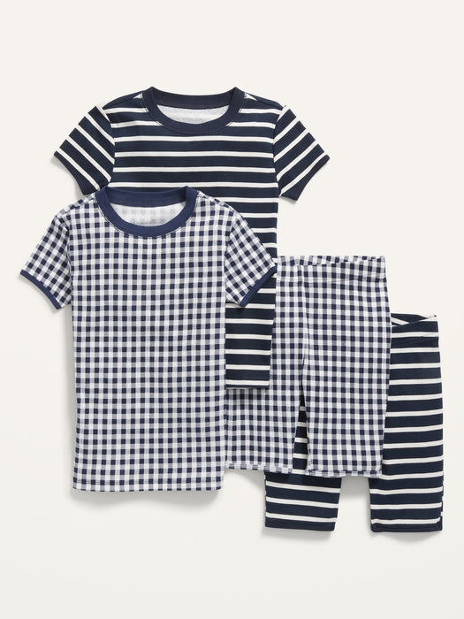 Gender-Neutral Printed Snug-Fit 4-Piece Pajama Set for Kids