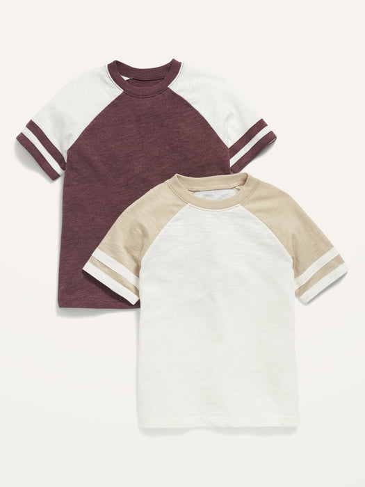 2-Pack Raglan-Sleeve Color-Blocked T-Shirt for Toddler Boys