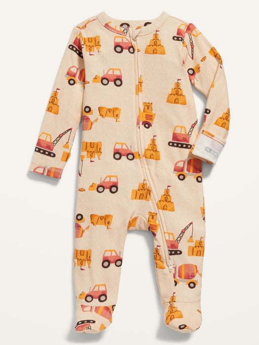 Unisex 2-Way-Zip Printed Sleep & Play Footed One-Piece for Baby
