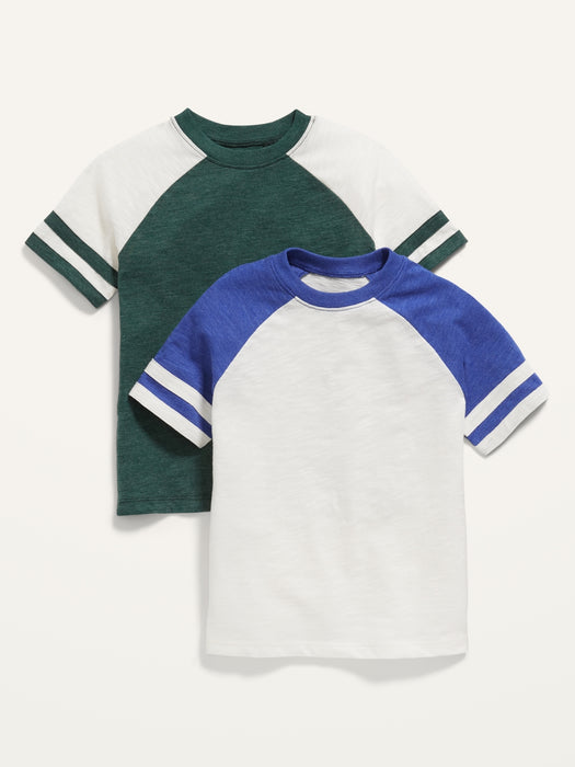 2-Pack Raglan-Sleeve Color-Blocked T-Shirt for Toddler Boys