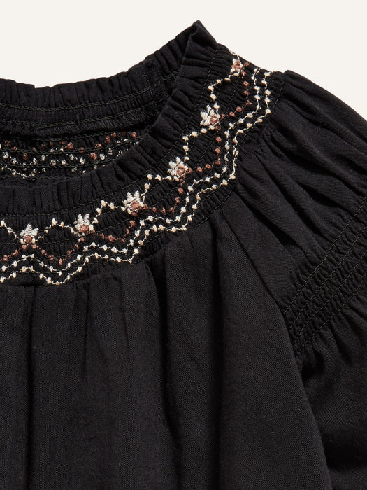 Smocked-Neck Short-Sleeve Top for Toddler Girls