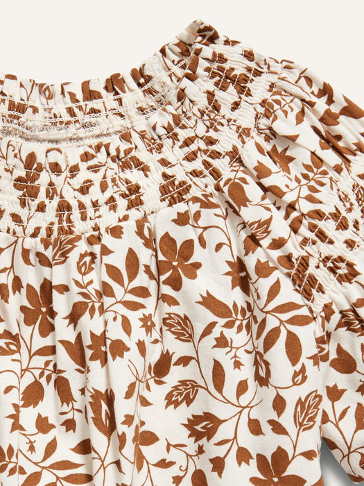 Smocked-Neck Short-Sleeve Top for Toddler Girls