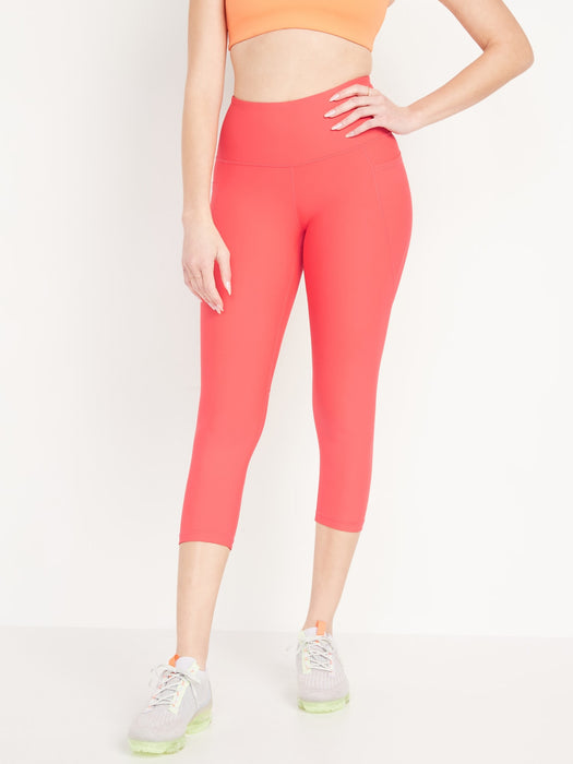 High-Waisted PowerSoft Side-Pocket Crop Leggings for Women