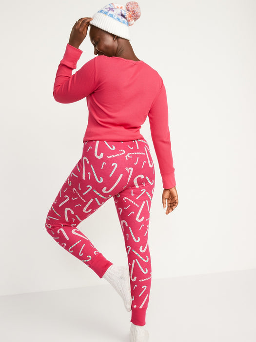 Matching Printed Thermal-Knit Pajama Leggings for Women