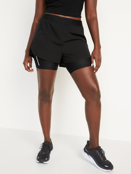 High-Waisted 2-in-1 StretchTech Run Shorts + Biker Shorts for Women -- 3-inch inseam