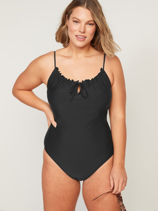 Gathered Keyhole One-Piece Swimsuit for Women