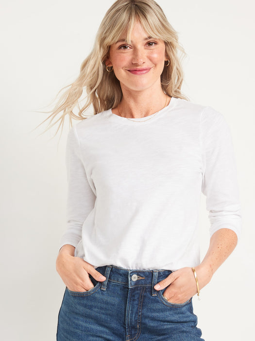 EveryWear Crew-Neck Slub-Knit Long-Sleeve T-Shirt for Women