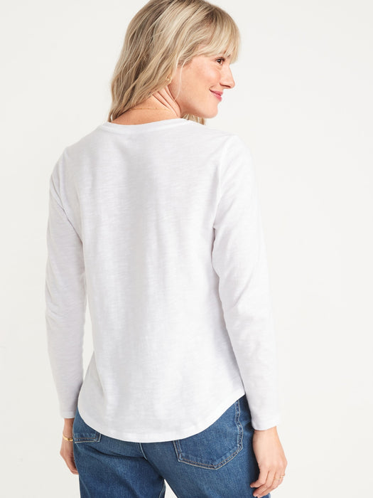 EveryWear Crew-Neck Slub-Knit Long-Sleeve T-Shirt for Women