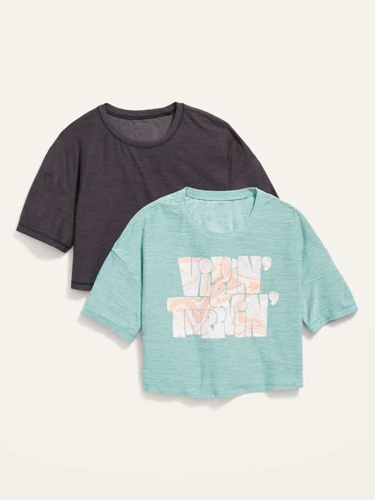 Breathe ON Cropped Graphic Performance T-Shirt 2-Pack for Girls