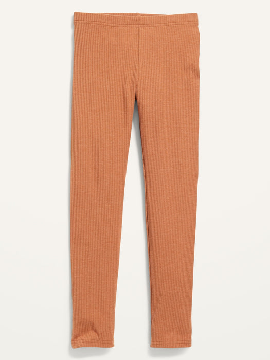Full-Length Built-In Tough Rib-Knit Leggings for Girls