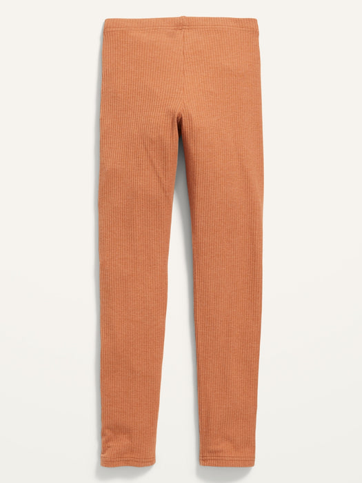 Full-Length Built-In Tough Rib-Knit Leggings for Girls